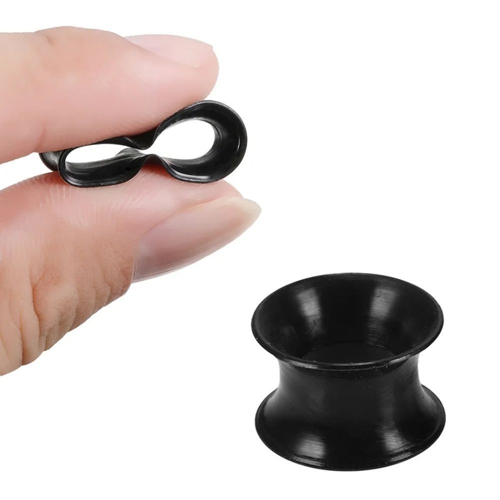 8mm 0G 0 Gauge Black Silicone tunnels ear piercing earring hole squishy expander